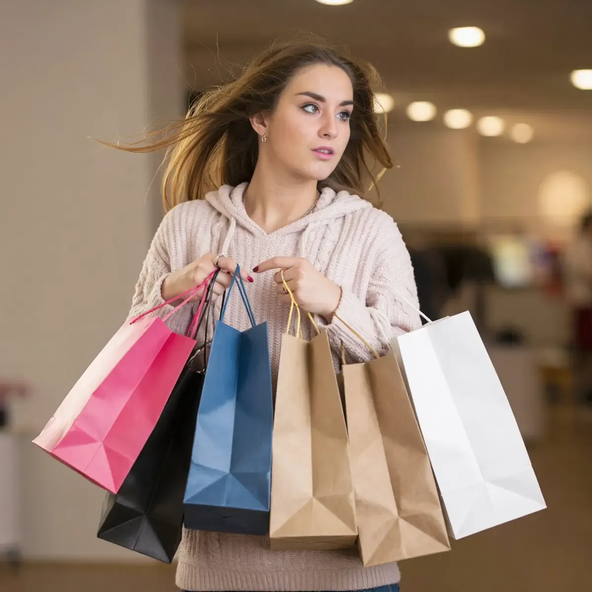 Woman enjoying online shopping