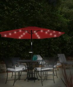 10 Foot Patio Umbrella with Solar LED Light (Red)