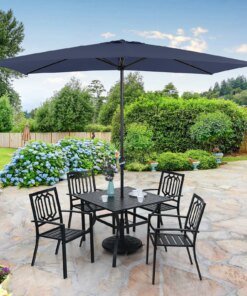 Buy 10 x 6.6ft Rectangle Patio Table Umbrella Outdoor Market Umbrella with 6 Steel Ribs and Crank Handle