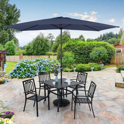 Buy 10 x 6.6ft Rectangle Patio Table Umbrella Outdoor Market Umbrella with 6 Steel Ribs and Crank Handle