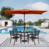 10 x 6.6ft Rectangle Patio Table Umbrella Outdoor Market Umbrella with 6 Steel Ribs and Crank Handle, Orange