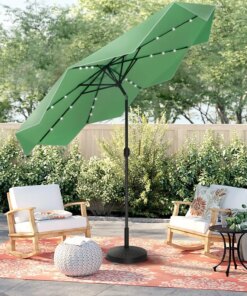 10FT Solar LED Outdoor Market Patio Umbrella with Easy Tilt Adjustment, Green