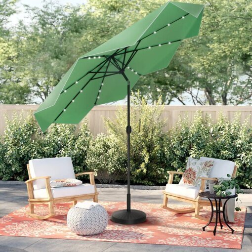 Buy 10FT Solar LED Outdoor Market Patio Umbrella with Easy Tilt Adjustment