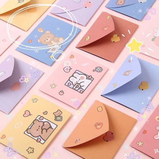 Buy 10PCS Cute Cartoon Gift Card Folded Envelope Greeting Card Holiday Wishes Thank You Gift Message Confession online shopping cheap