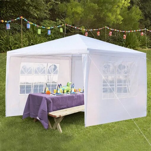Buy 10'x10' Wedding Party Tent Outdoor Canopy Tent with 3 Side Walls，White online shopping cheap