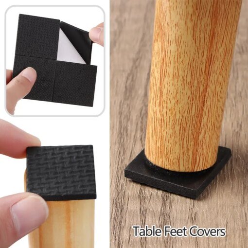 Buy 1~10PCS Black Foam Furniture Leg Pads Square Round Rectangle Table Feet Covers Chair Sofa Scratch Proof Self-sdhesive online shopping cheap