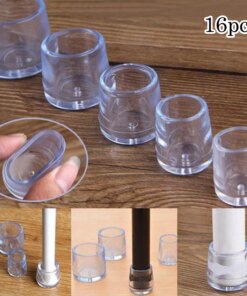 12pcs Furniture Leg Foot Protector Transparent Chair Leg Cap Covers 16mm 19mm 25mm 30mm PVC Round Non-slip Noise Reduction Cap