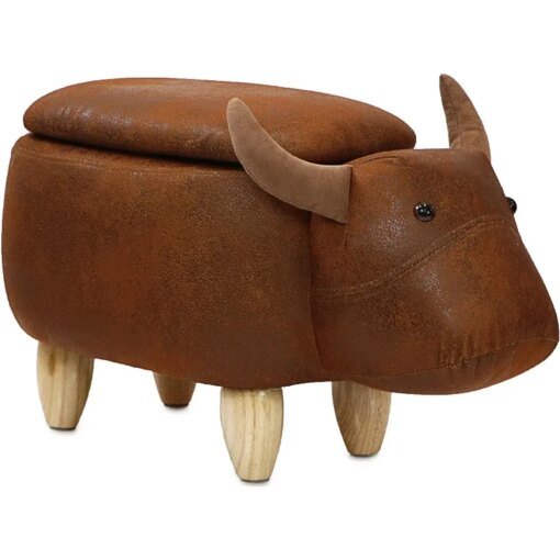 Buy 15-In. Seat Height Brown Cow Animal Shape Storage Ottoman online shopping cheap