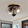 Buy 2-Light Hammered Glass Flush Mount Light Pendant Ceiling Light Fixture 10.2" Indoor Ceiling Light for Hallyway Foyer Bedroom online shopping cheap