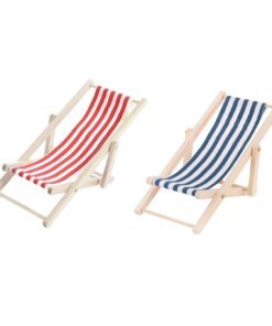 2 Pcs Decorate Deck Chair Model Child Foldable Chairs Outdoor Recliner Cloth Dollhouse