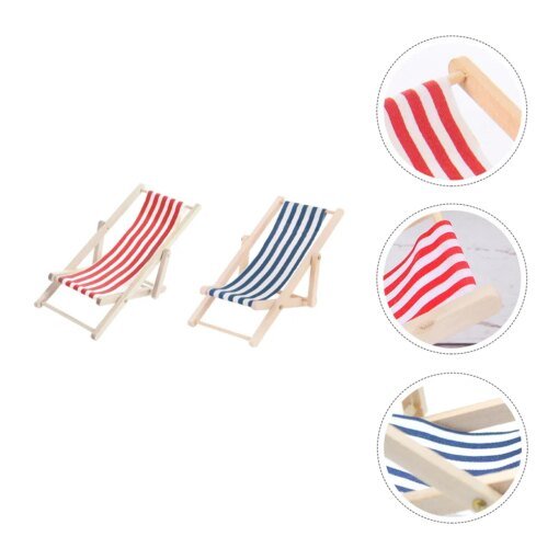 Buy 2 Pcs Kids Beach Chair Deck Model Mini Props Recliner Hand-woven Playhouse Decor Seaside online shopping cheap