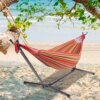 2-Person Hammock with Space Saving Steel Stand and Portable Carrying Bag, 48″W x 120″ L, Red 2-Person Hammock with Space Saving Steel Stand and Portable Carrying Bag, 48″W x 120″ L, Red