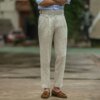 Buy 2023 Men's Spring Summer Fashion Linen Thin Trousers Male High Waist Loose Pants Men Casual Straight Ankle-Length Pants V82 online shopping cheap