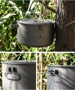 2400ml 1600ml 1400ml Big Capacity Titanium Camping Pot Outdoor Hanging Pot Portable Camping Picnic Water Cup Boundless Voyage