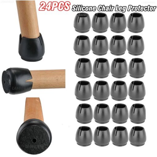 Buy 24Pcs Silicone Chair Leg Covers Table Leg Caps Mat Non-slip Wood Floor Protector Pads Prevent Scratches Reduce Noise Fit 12-16mm online shopping cheap