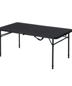 4 Foot Fold-In-Half Adjustable Table, Rich Black Folding Table Camping
