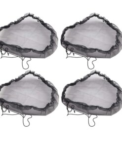 4 Pcs Black Mesh Cover For Rain Barrel – Rain Barrel Net Cover With Drawstring For Preventing Fallen Leaves And Small Objects