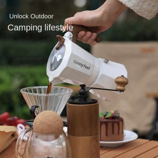 Buy 4 Styles Outdoor Camping Double Valve Mocha Pot Coffee Machine Convenient Coffee Pot Boiling Water Aluminum Pot Camping Out online shopping cheap