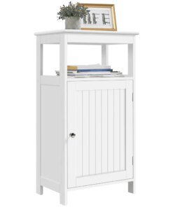 4-Tier Wooden Bathroom Floor Cabinet for Bathroom Kitchen Hallway, White