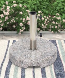 42lbs Round Granite Umbrella Base Grey