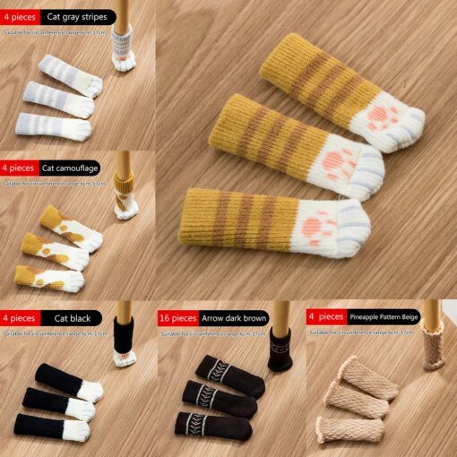 Buy 4Pcs Cat Paw Chair Socks Knitted Chair Legs Lining Socks For Chairs Floor Protector Cover Legs For Furniture Caps Table Leg online shopping cheap