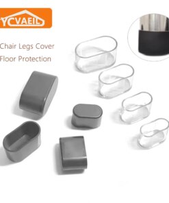 4Pcs Chair Legs Covers Oval Furniture Leg Pads Socks Black Transparency Non-Slip Table Feet Caps Floor Protection Mats Accessory