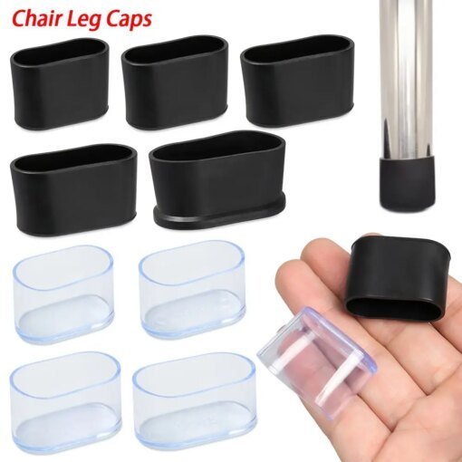Buy 4Pcs Oval Shape Bottom Leg Caps Furniture Feet Silicone Pads Non-Slip Covers Table Cups Floor Protectors Accessories online shopping cheap