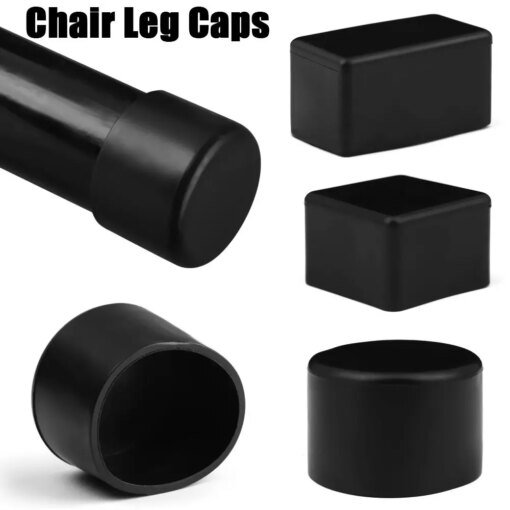 Buy 4Pcs/Set Black PVC Chair Leg Caps New Round Bottom Furniture Feet Silicone Pads Non-Slip Covers Floor Protectors Accessories online shopping cheap