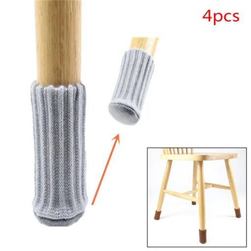 Buy 4pcs Anti-slip Chair Leg Socks Cloth Floor Protection Knitting Wool Socks Table Foot Furniture Feet Sleeve Cover Cat Scratching online shopping cheap