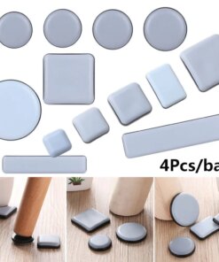 4pcs Home Chair Fittings Self-Adhesive Easy Move Soft Anti Noisy Furniture Leg Slider Pads Floor Protector Slip Mat
