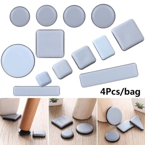 Buy 4pcs Home Chair Fittings Self-Adhesive Easy Move Soft Anti Noisy Furniture Leg Slider Pads Floor Protector Slip Mat online shopping cheap