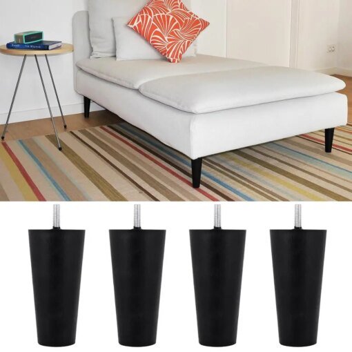 Buy 4pcs Plastic Furniture Legs Plastic Round Tapered Table Cabinets feet Sofa Bed TV Cabinet legs black Furniture feet multi-size online shopping cheap