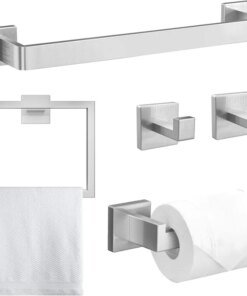 5-Piece Bathroom Hardware Set, Bathroom Accessories Set, Stainless Steel Wall Mounted, Brushed Nickel, 23.7 Inch