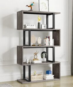 5 Shelf Bookcase, Z-Shelf Modern Free Standing Bookshelf Storage Organizer, Book Shelves for Living Room Bedroom Balcony