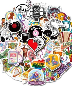 50PCS Kawaii Rock Stickers Music Retro Band For Suitcase DIY Guitar Motorcycle Laptop Luggage Skateboard Decals Sticker