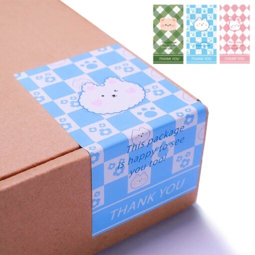 Buy 50Pcs 10CM*5CM Rectangle Cute Animals Bear Thank You Labels Stickers For Gift Package Wrapping Commodity Decor Small Business online shopping cheap