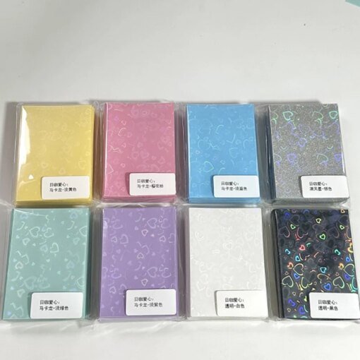 Buy 50pcs Kpop Card Sleeves 61x91mm 20C Heart Bling Holder For Holo Postcards Top Load Films Photocard Game Cards Protector online shopping cheap