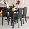 Buy 5Piece Dining Table Set Modern Faux MarbleTabletop and4PU Leather Upholstered Chairs Rectangle Kitchen Table and Chairs 4Persons online shopping cheap