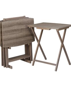 5pc XL Oversized Tray Table Set, Rustic Grey