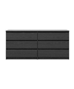 6-Drawer Double Dresser, Black Cabinet Storage