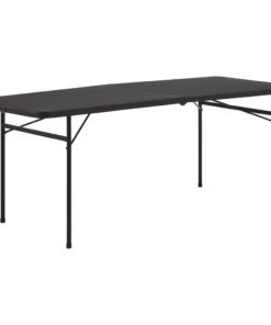 6 Foot Bi-Fold Plastic Folding Table,Office Desks，Black