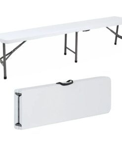 6 Ft Plastic Folding Bench Portable Indoor Outdoor Picnic Camping Bench, White, Patio Furniture , Garden Furniture