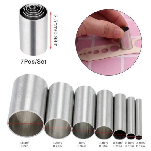 Buy 7 pcs Clay Tools Cutter Molds Round Shape Clay Cutter Indentation Circle Shape online shopping cheap