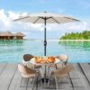 Buy 7.5 FT Patio Table Umbrella Easy Assembled&Operated UV Protective W/Strong Polyester Cloth PA Coating Rod&6 Ribs Beige/Brown online shopping cheap
