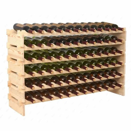 Buy 72 Bottles Wine Rack Holder Stackable Storage 6 Tier Solid Wood Display Shelves online shopping cheap