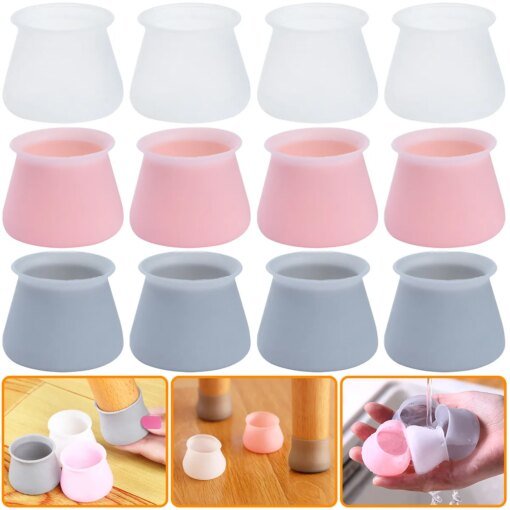 Buy 8/16/24Pcs Silicone Chair Leg Cover Non-slip Furniture Feet Caps Round Table Foot Protector Pad Floor Safely Mat for Home Decor online shopping cheap