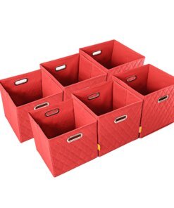 AFJE1001RED-3SZ Jiaessentials Red Closet Organizers Cube Bins 3 Size 6pcs w. Air Freshener