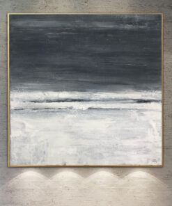 Abstract Abstract Minimalist Black And White Calming Paintings On Canvas Wall Art | SNOW NIGHT
