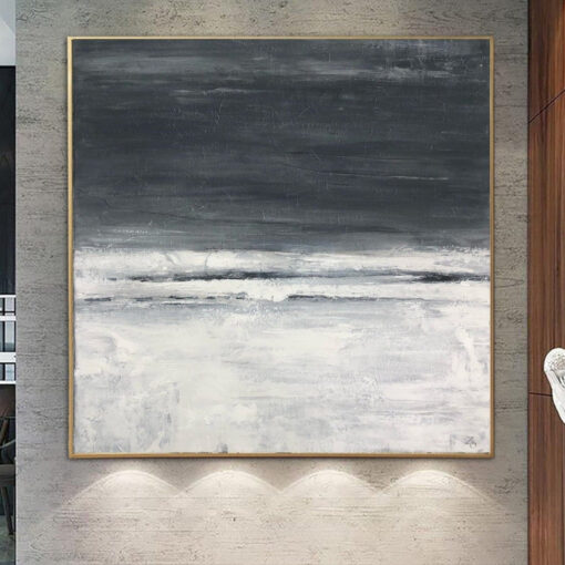 Buy Abstract Abstract Minimalist Black And White Calming Paintings On Canvas Wall Art | SNOW NIGHT online shopping cheap