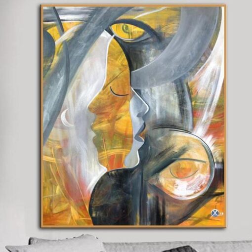 Buy Abstract Acrylic Painting On Canvas Faces Abstract Painting Extra Large Wall Art | MOON DIVA online shopping cheap